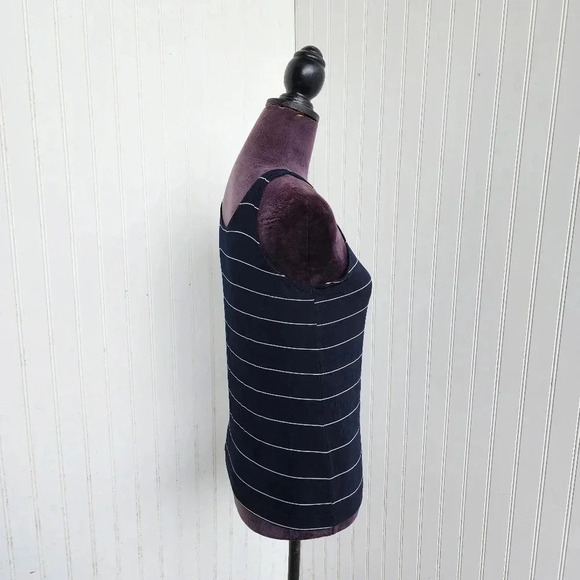 Chico's 1 Travelers Slinky Tank Top Black White Striped Knit Stretch Shirt Sz M - Picture 3 of 8